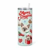 Christmas cat tumbler – Christmas Sticker Sheet Cat Tumbler with a Siamese mix kitten and the text "Meowy Christmas", "Nori", product photo on a white background